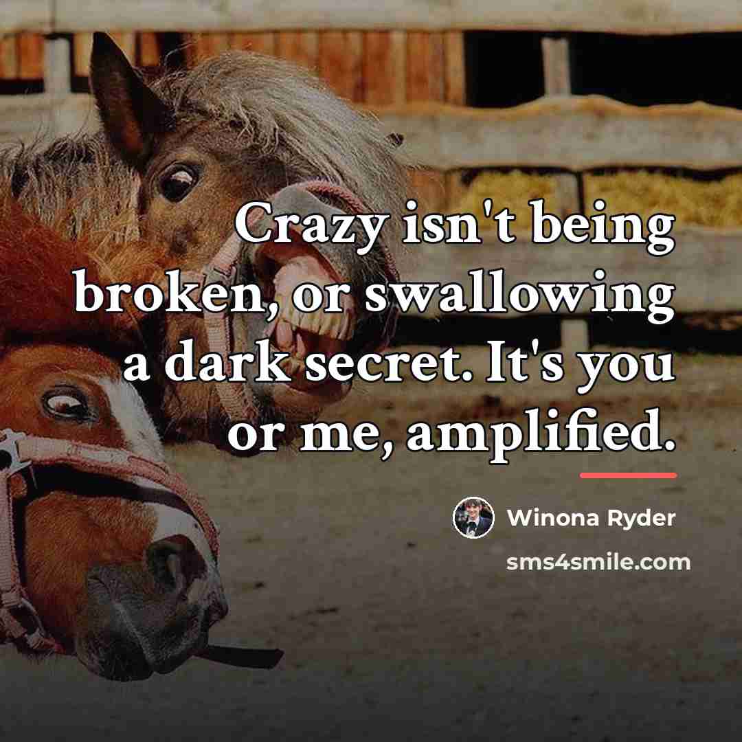 “Crazy isn't being broken, or swallowing a dark secret. It's…” quote by Winona Ryder
