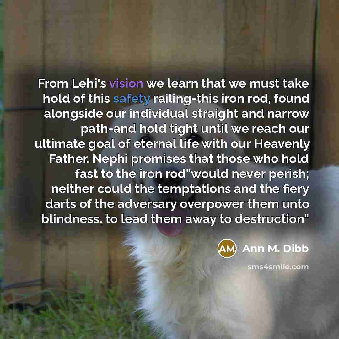“From Lehi's vision we learn that we must take hold…” quote by Ann M. Dibb