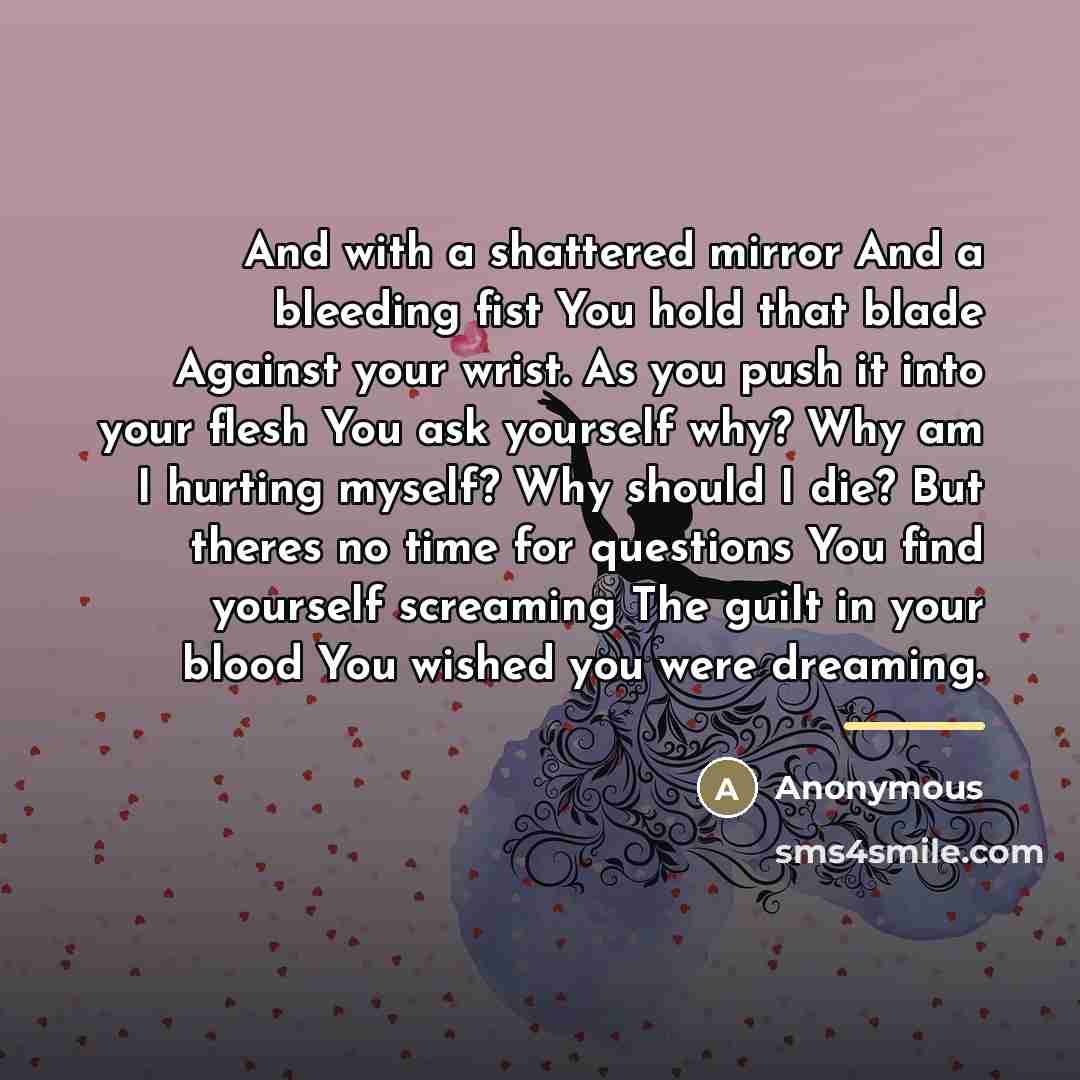 “And with a shattered mirror And a bleeding fist You…” quote by Anonymous