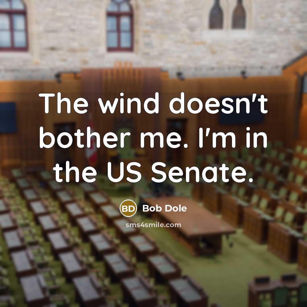 “The wind doesn't bother me. I'm in the US Senate.…” quote by Bob Dole