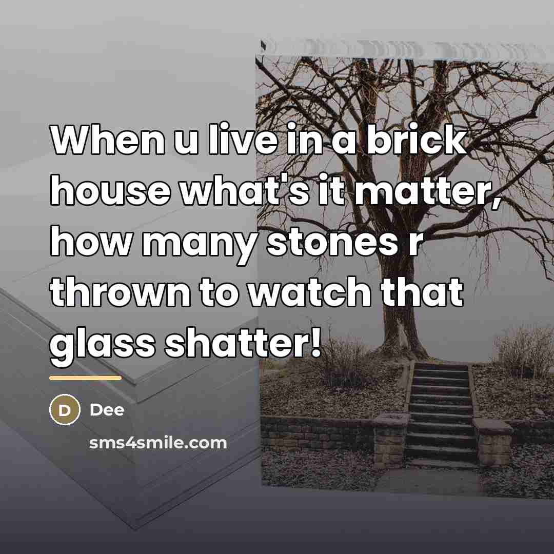 “When u live in a brick house what's it matter,…” quote by Dee