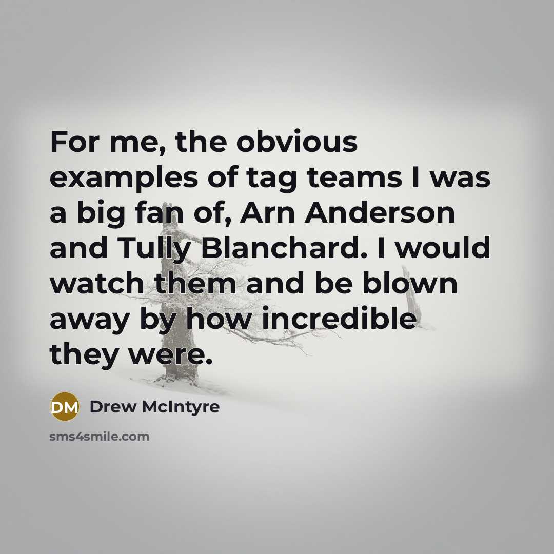 “For me, the obvious examples of tag teams I was…” quote by Drew McIntyre