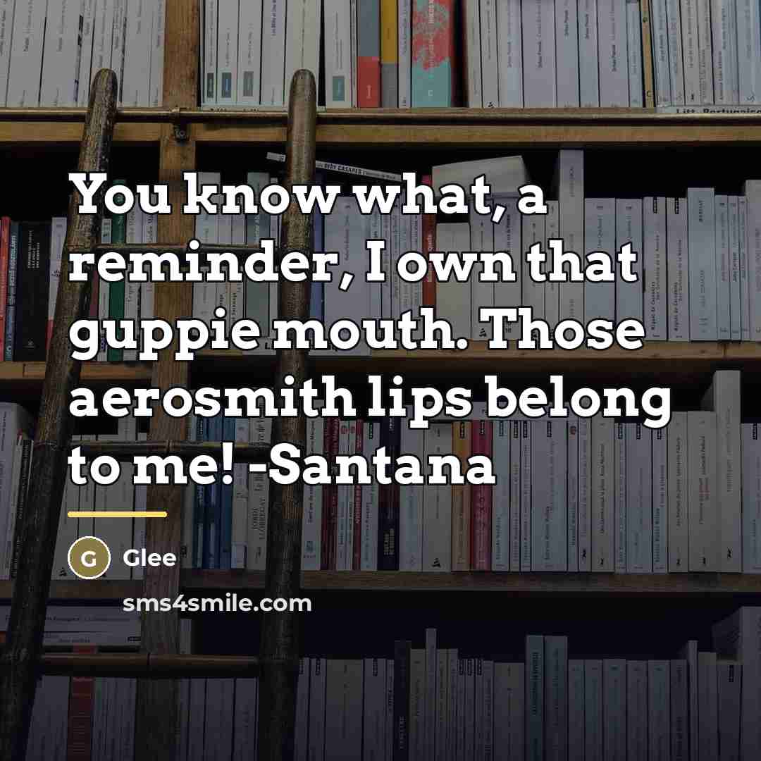 “You know what, a reminder, I own that guppie mouth.…” quote by Glee