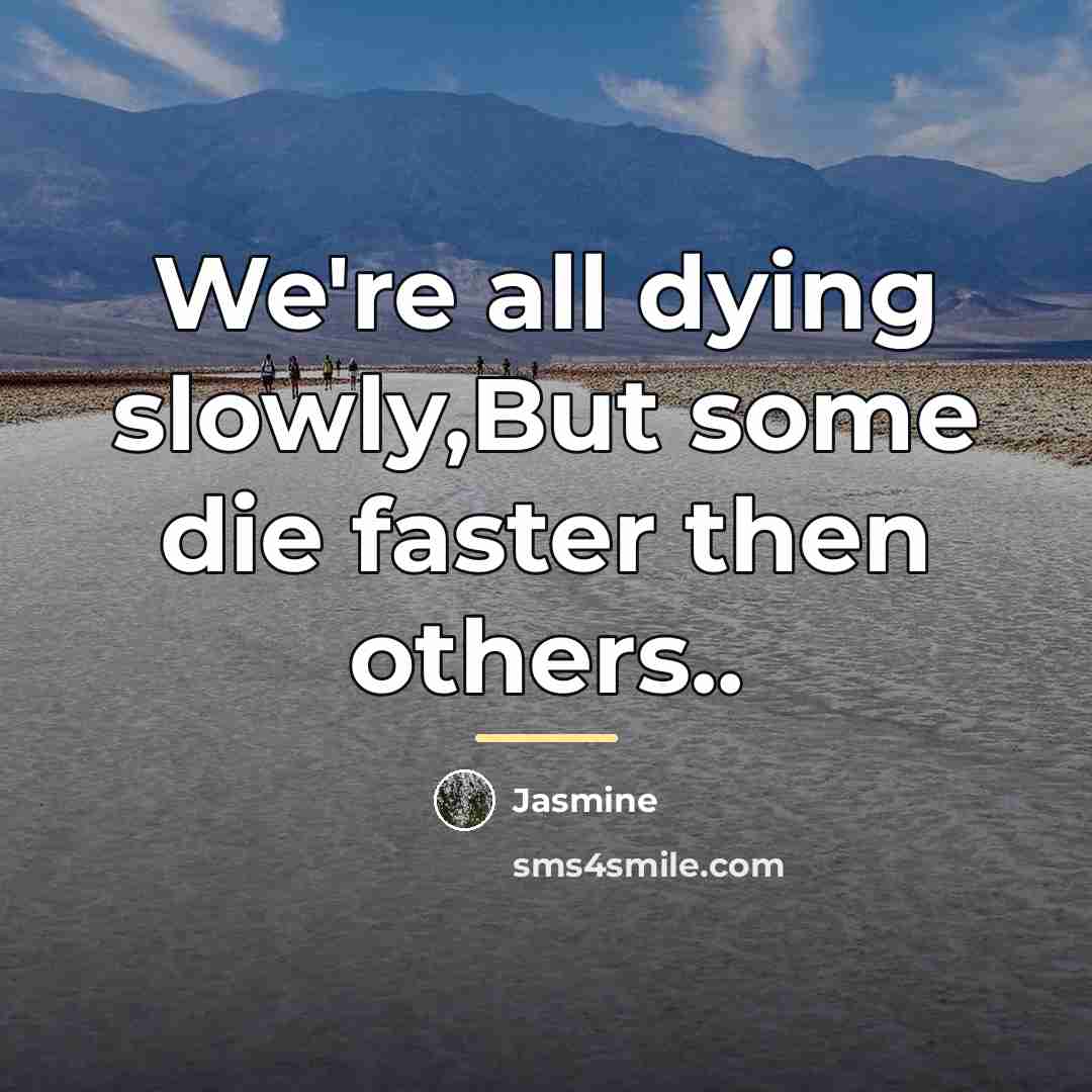 “We're all dying slowly,But some die faster then others..…” quote by Jasmine