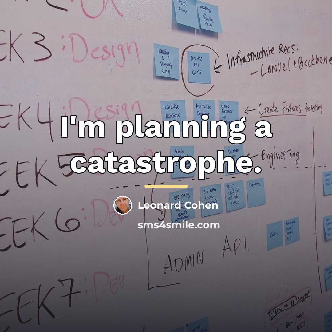 “I'm planning a catastrophe.…” quote by Leonard Cohen