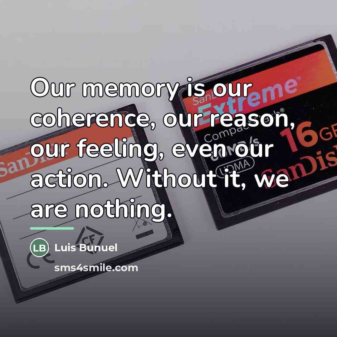 “Our memory is our coherence, our reason, our feeling, even…” quote by Luis Bunuel