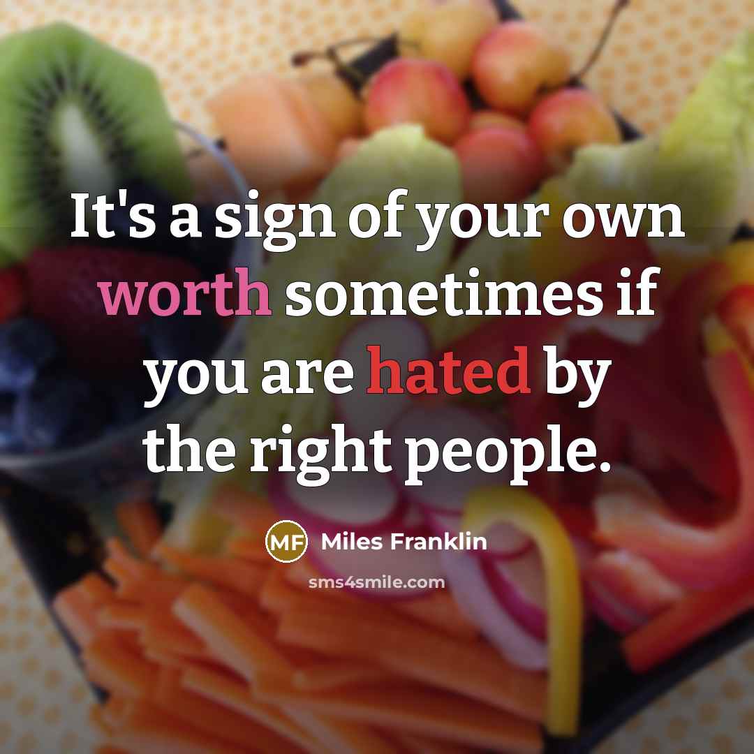 “It's a sign of your own worth sometimes if you…” quote by Miles Franklin