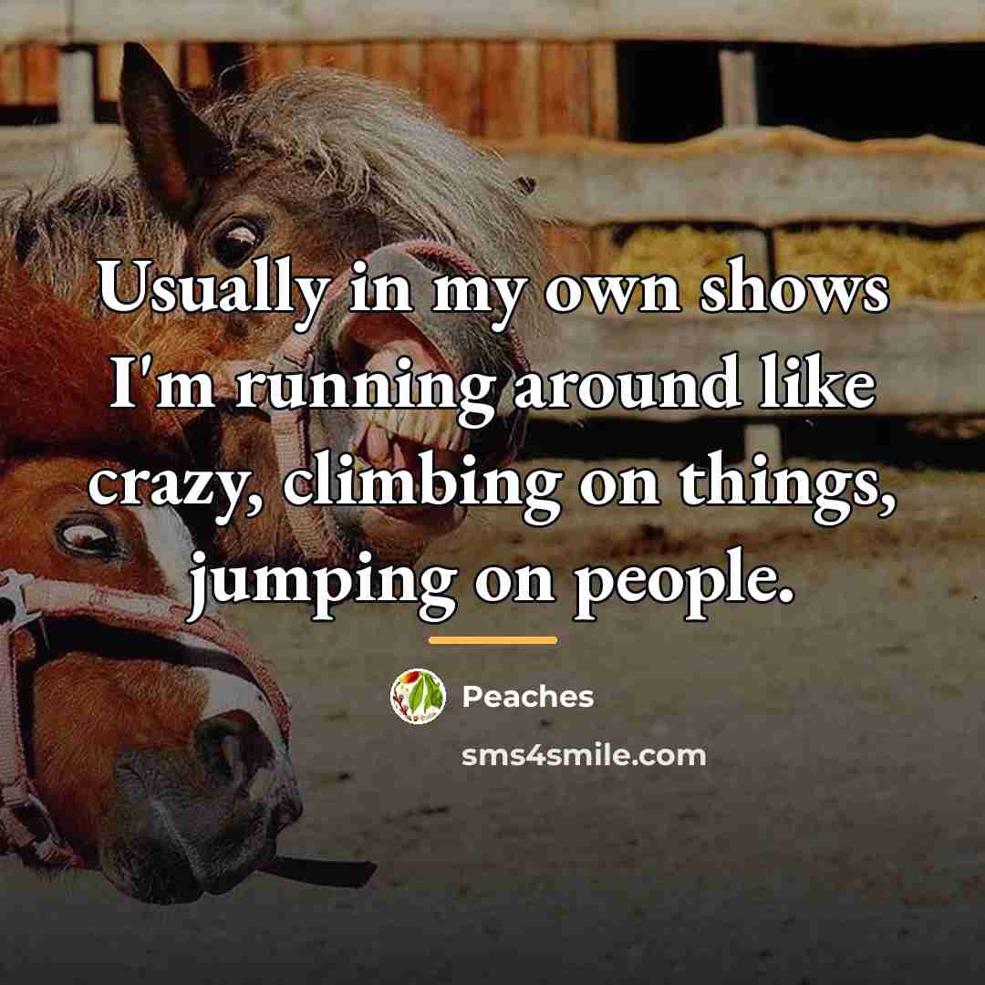 “Usually in my own shows I'm running around like crazy,…” quote by Peaches
