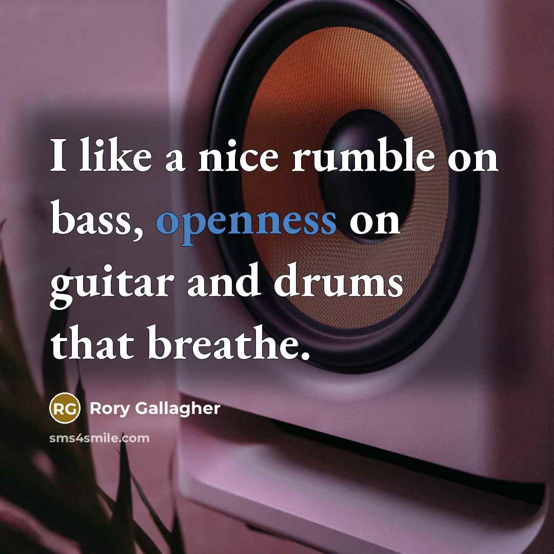 “I like a nice rumble on bass, openness on guitar…” quote by Rory Gallagher