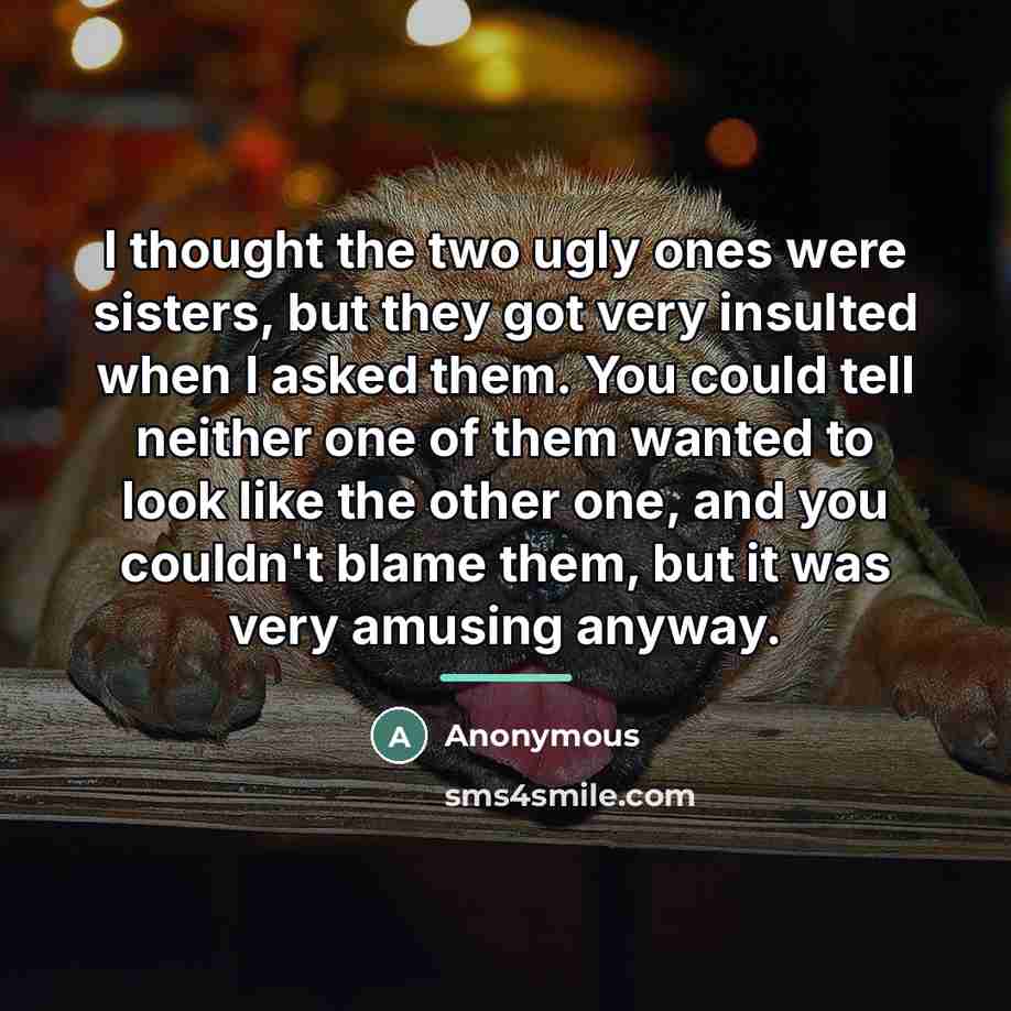 “I thought the two ugly ones were sisters, but they…” quote by Anonymous