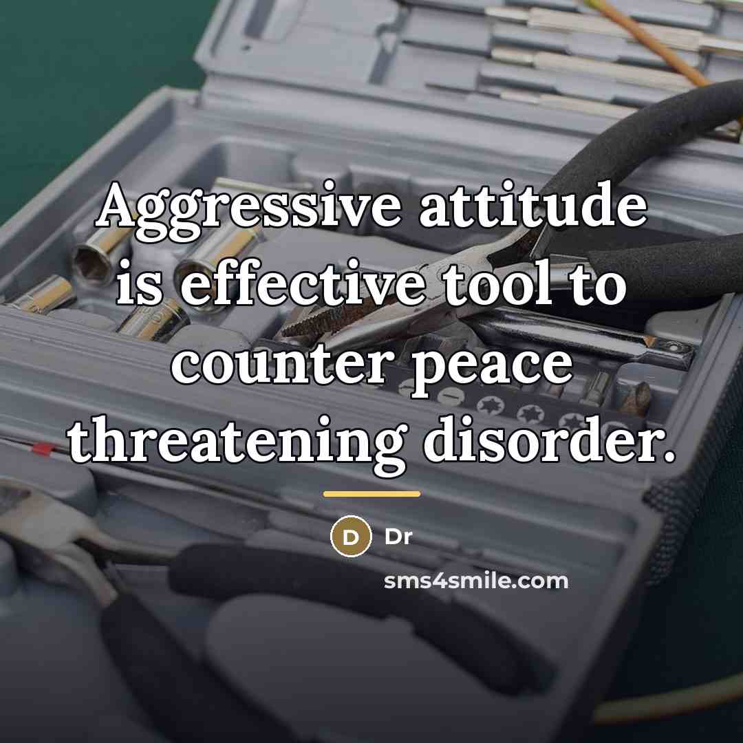 “Aggressive attitude is effective tool to counter peace threatening disorder.…” quote by Dr