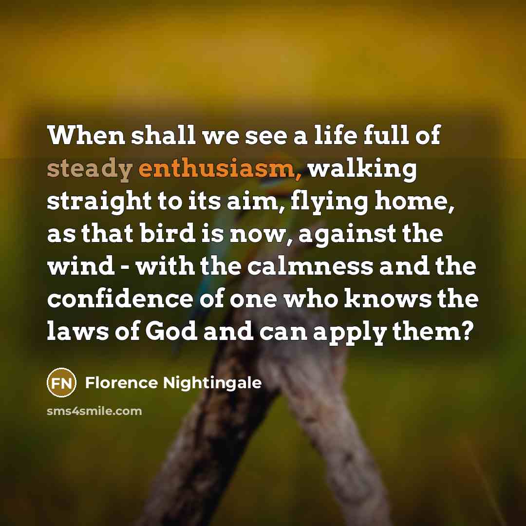 “When shall we see a life full of steady enthusiasm,…” quote by Florence Nightingale