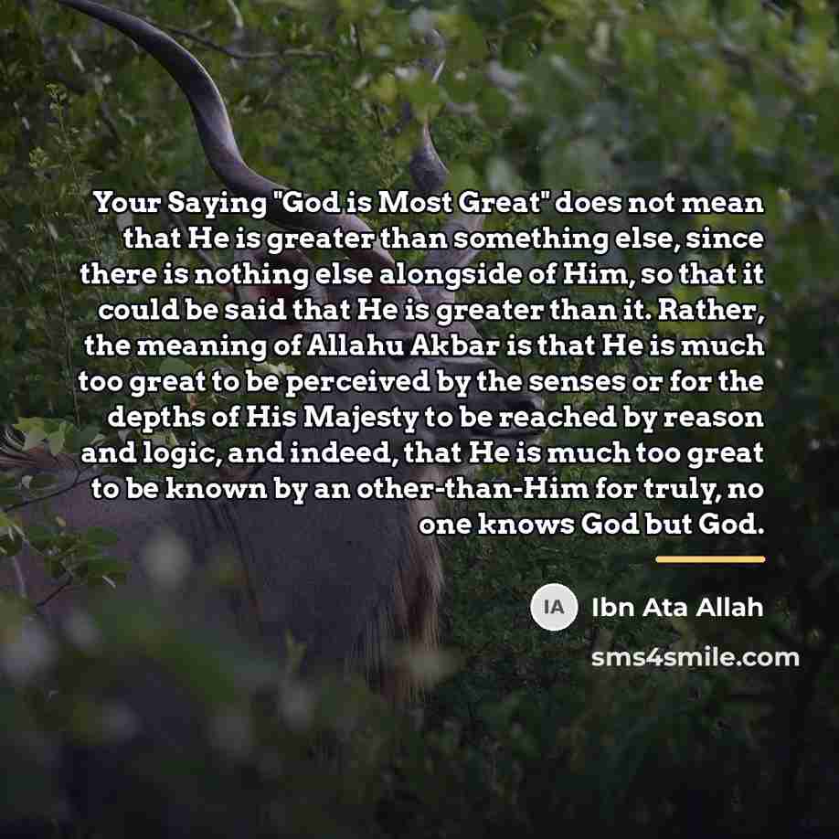 “Your Saying "God is Most Great" does not mean that…” quote by Ibn Ata Allah
