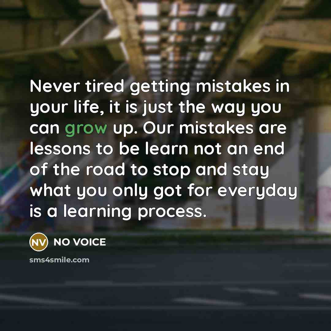 “Never tired getting mistakes in your life, it is just…” quote by NO VOICE