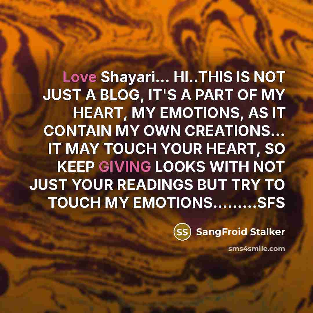 “Love Shayari... HI..THIS IS NOT JUST A BLOG, IT'S A…” quote by SangFroid Stalker