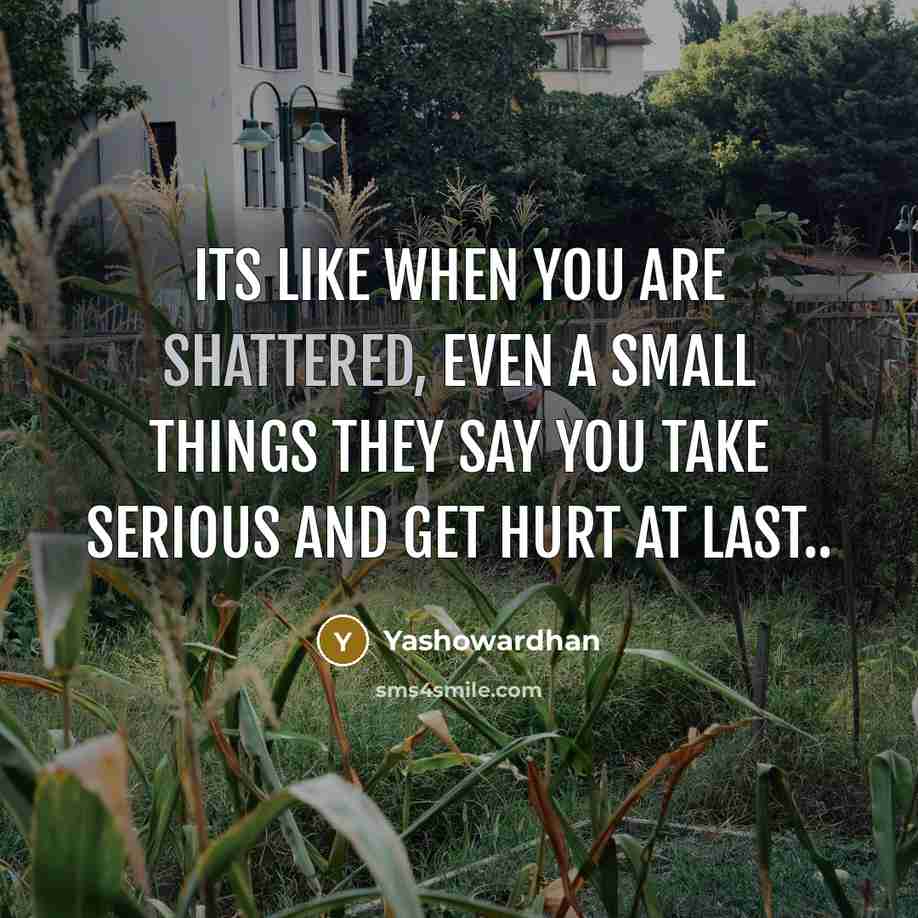 “Its like when you are shattered, even a small things…” quote by Yashowardhan