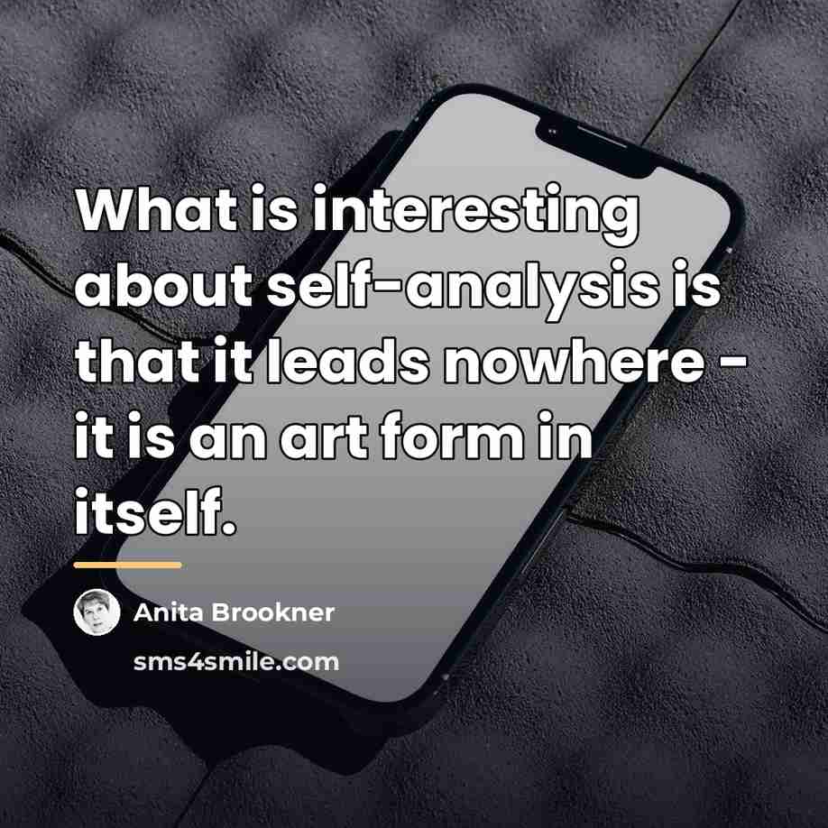 “What is interesting about self-analysis is that it leads nowhere…” quote by Anita Brookner
