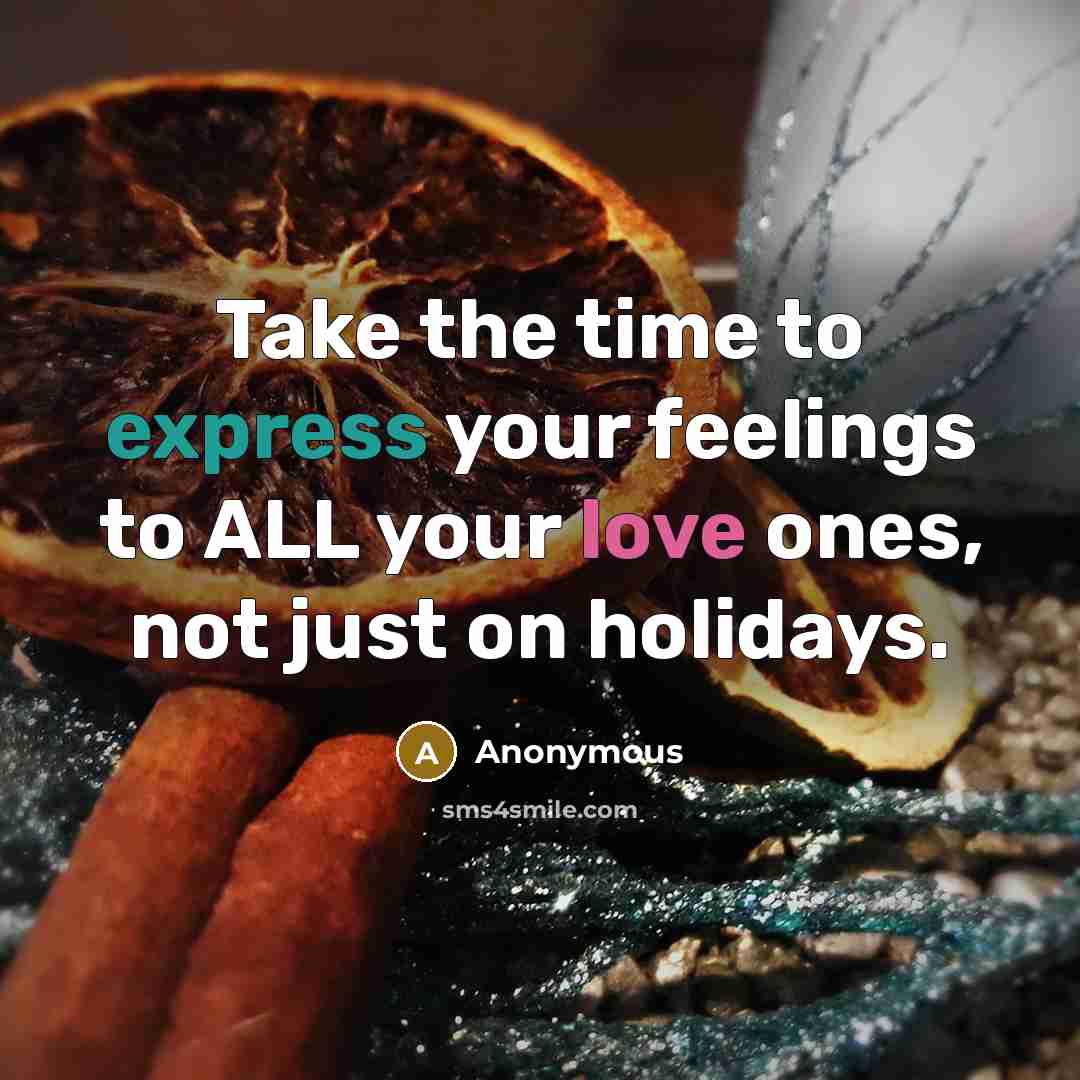 “Take the time to express your feelings to ALL your love ones, not just on holidays.” quote by Anonymous