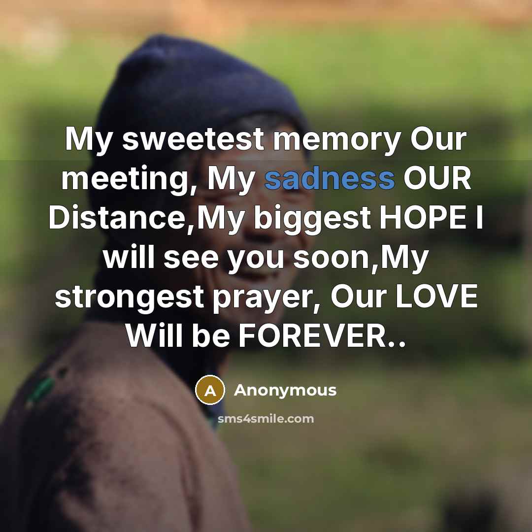 “My sweetest memory Our meeting, My sadness OUR Distance,My biggest…” quote by Anonymous
