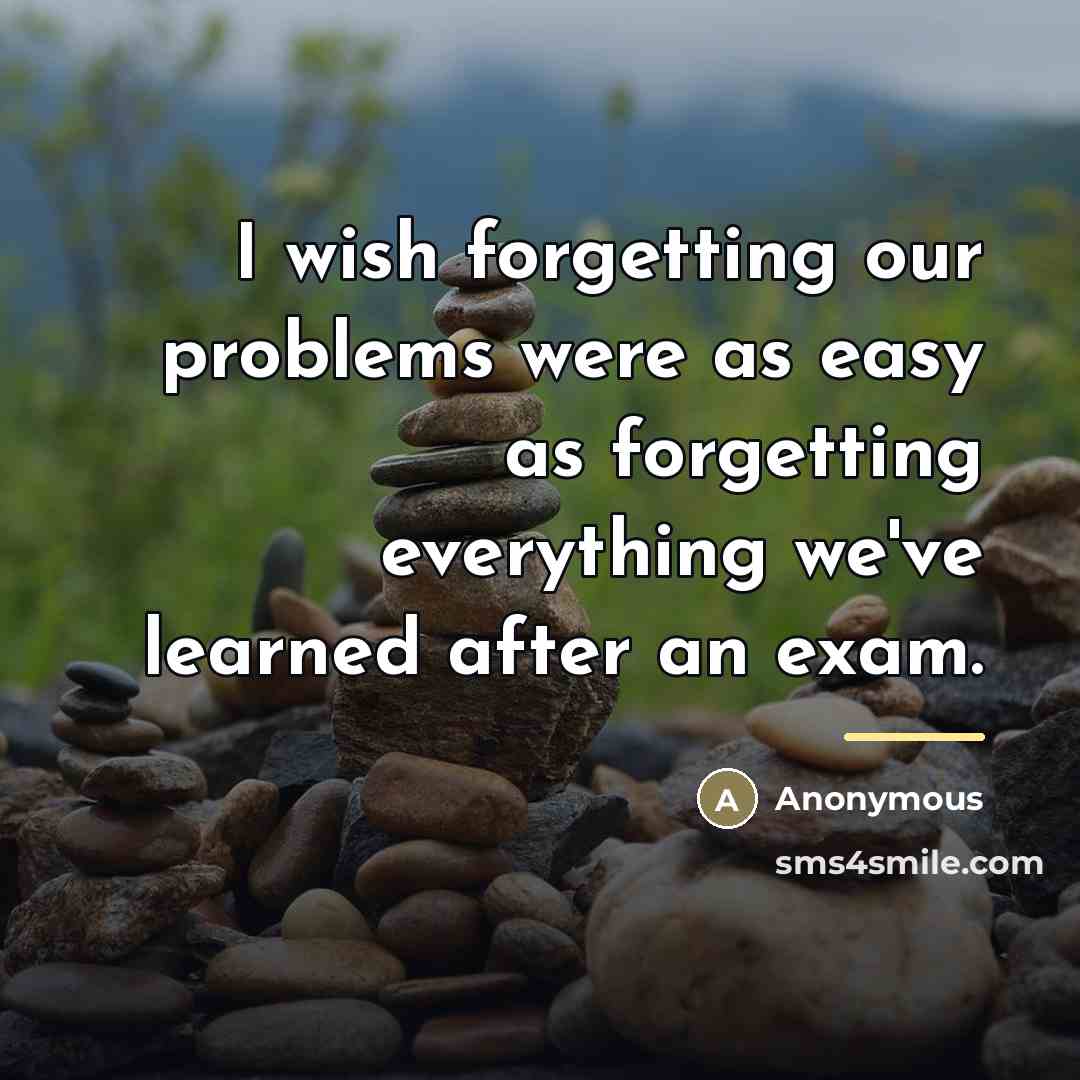 “I wish forgetting our problems were as easy as forgetting…” quote by Anonymous