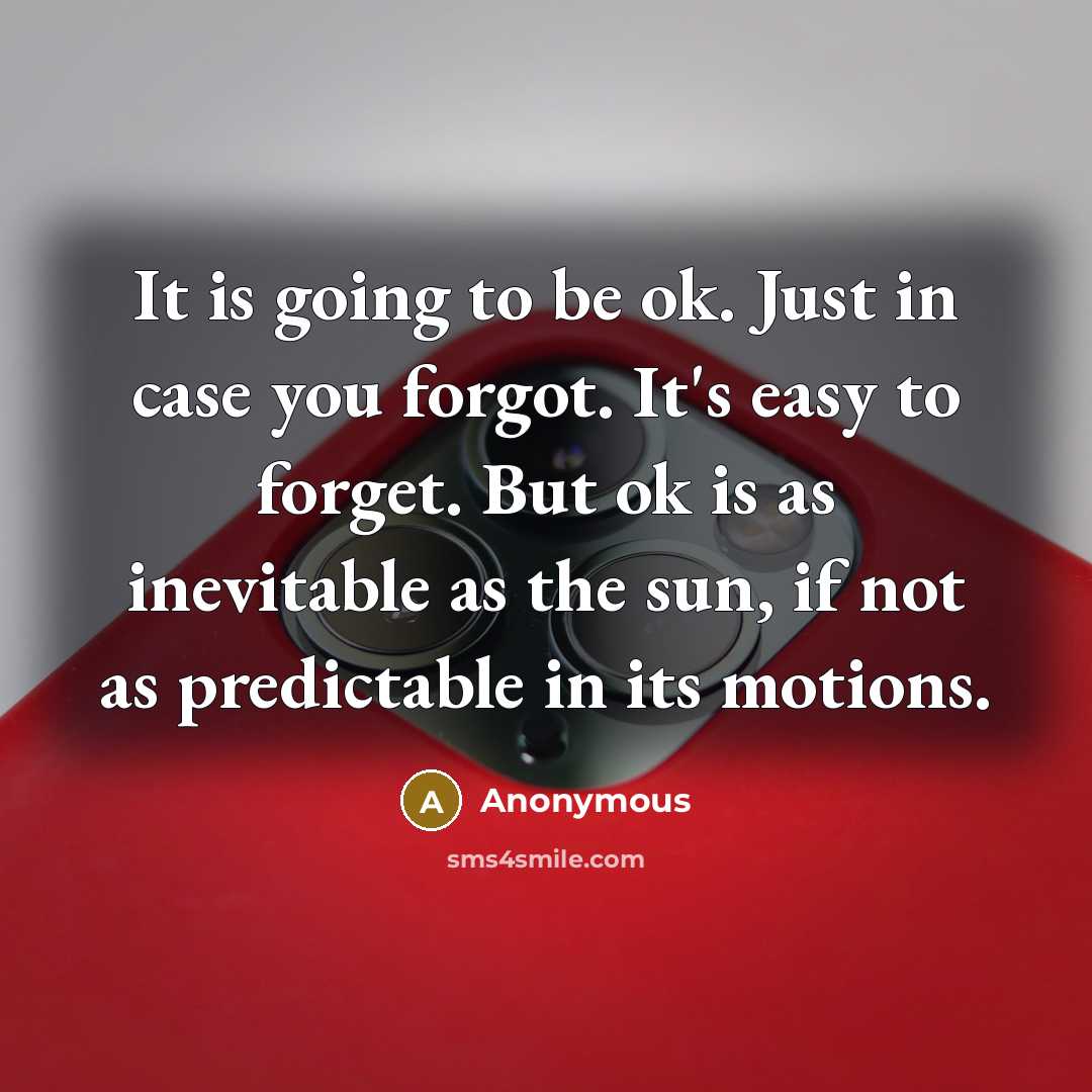 “It is going to be ok. Just in case you…” quote by Anonymous
