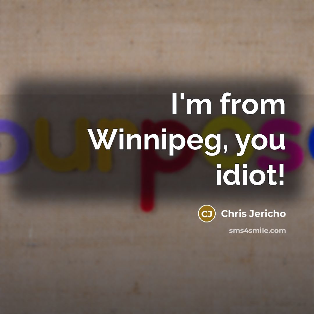 “I'm from Winnipeg, you idiot!…” quote by Chris Jericho