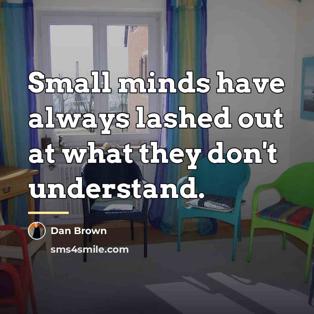 “Small minds have always lashed out at what they don't…” quote by Dan Brown