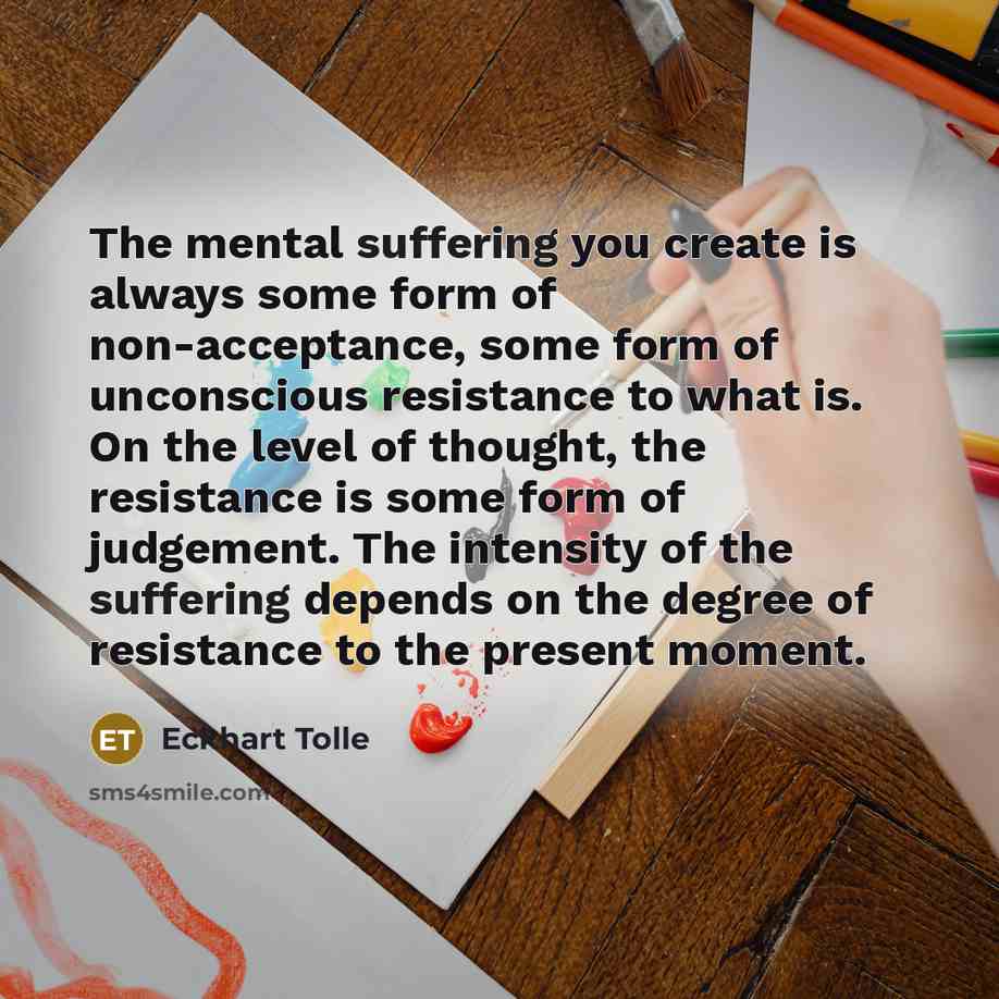 “The mental suffering you create is always some form of…” quote by Eckhart Tolle