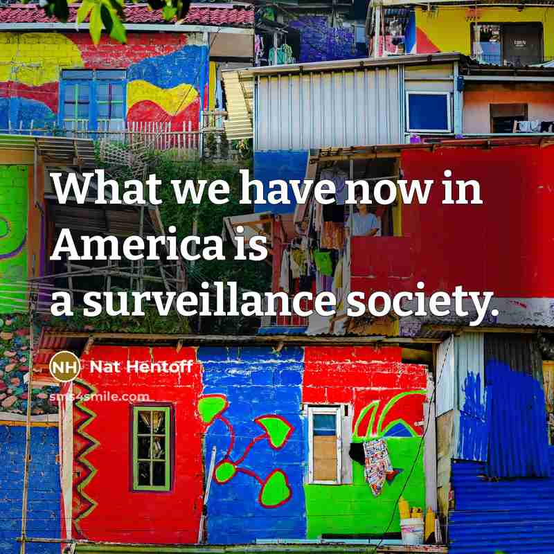 “What we have now in America is a surveillance society.…” quote by Nat Hentoff