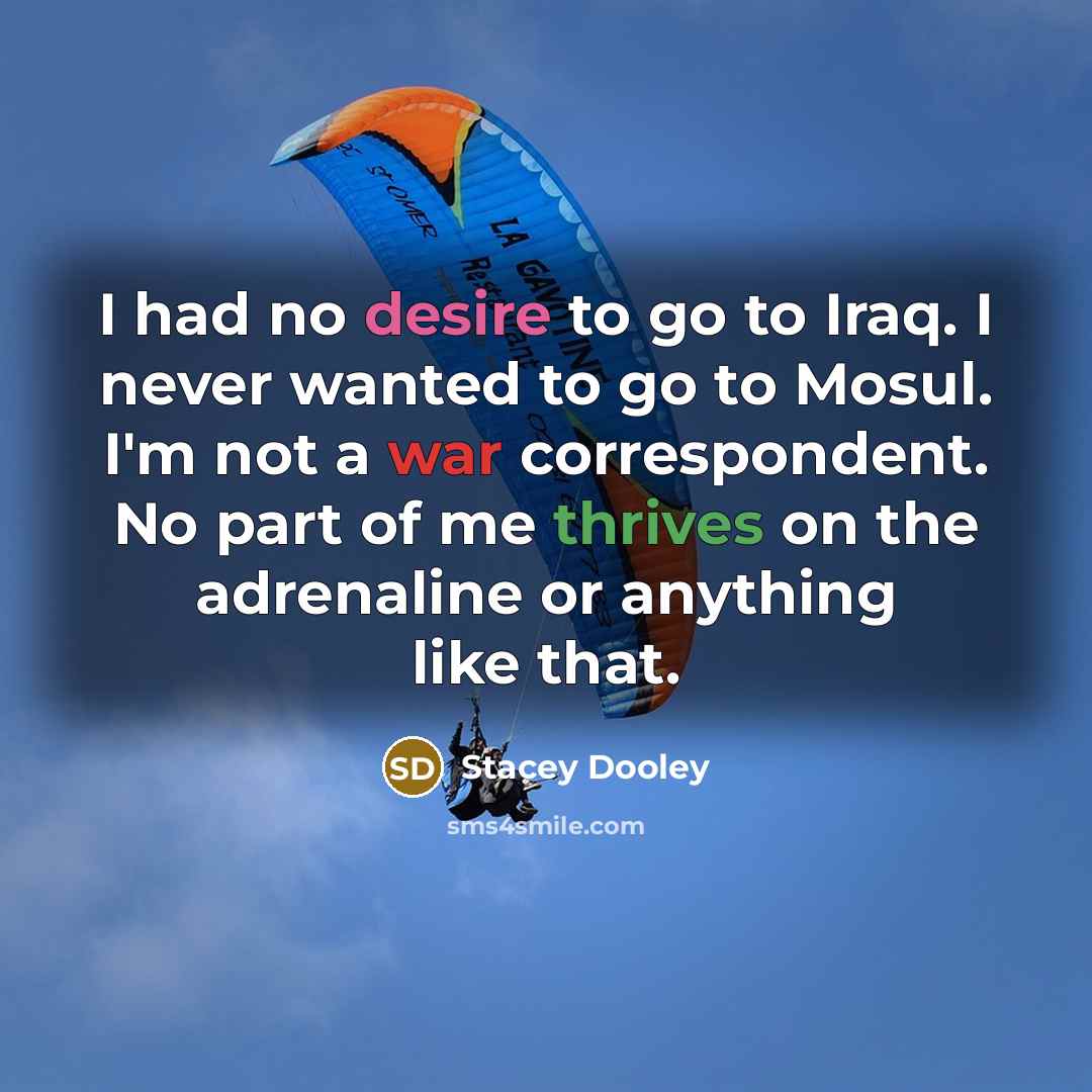 “I had no desire to go to Iraq. I never…” quote by Stacey Dooley