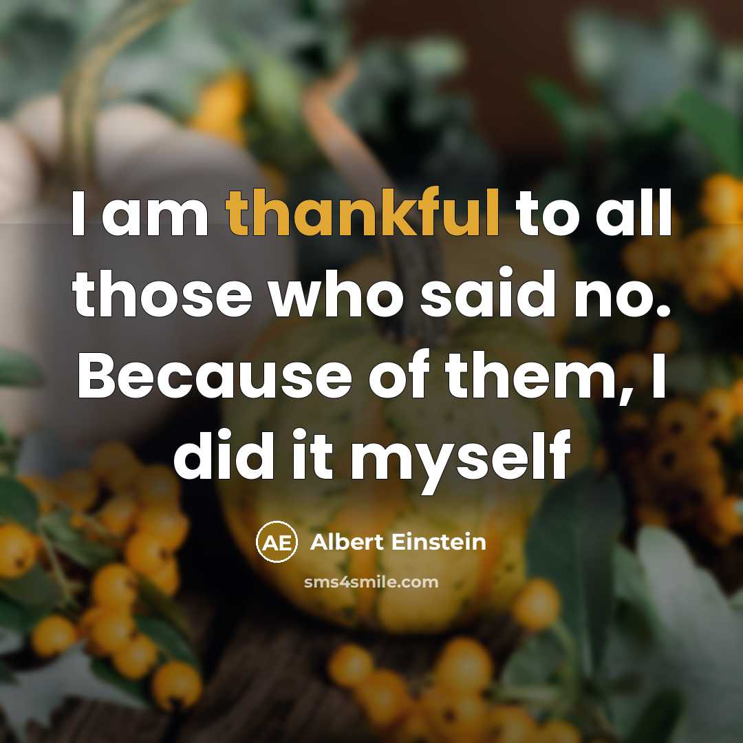 “I am thankful to all those who said no. Because…” quote by Albert Einstein
