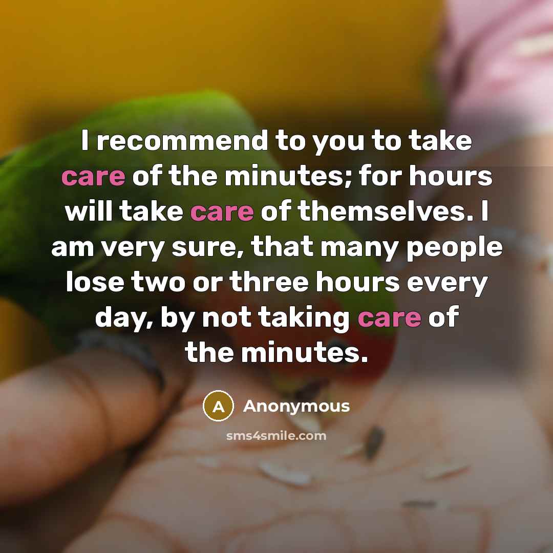 “I recommend to you to take care of the minutes;…” quote by Anonymous