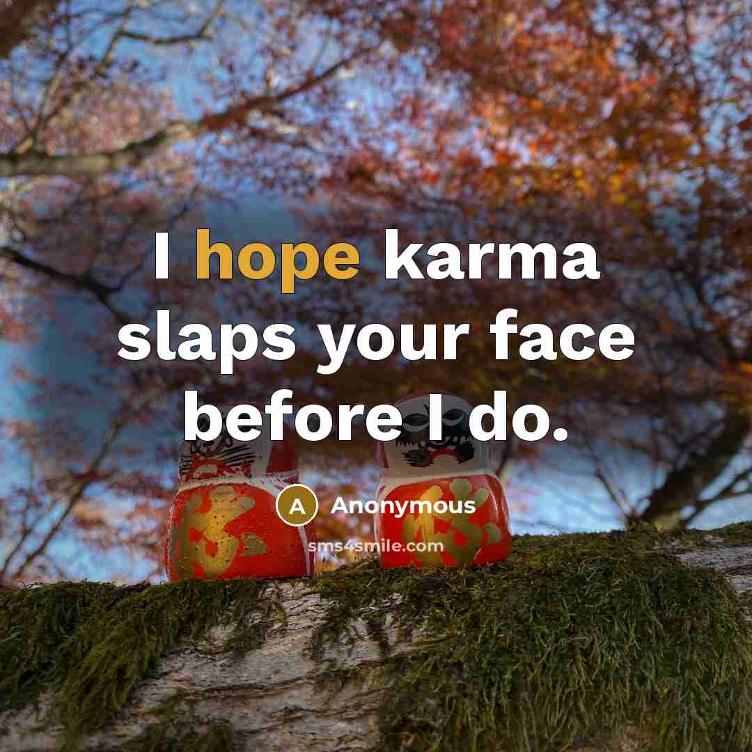 “I hope karma slaps your face before I do.” quote by Anonymous