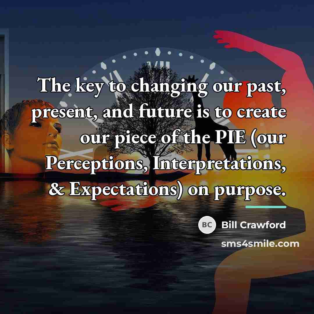 “The key to changing our past, present, and future is…” quote by Bill Crawford