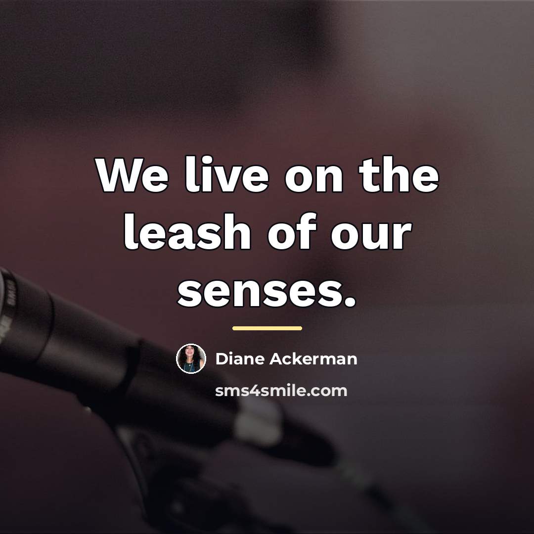 “We live on the leash of our senses.…” quote by Diane Ackerman