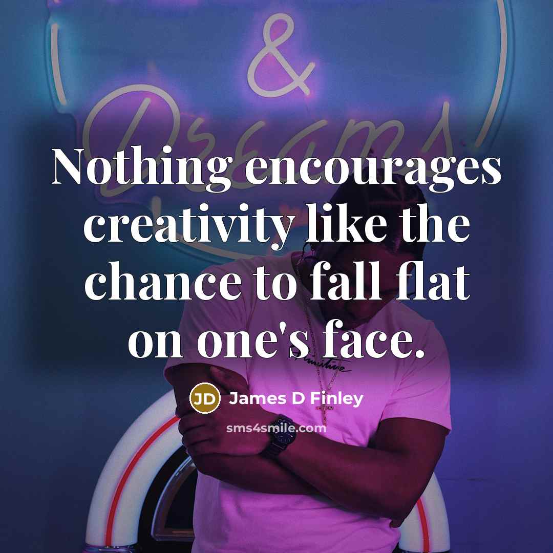 “Nothing encourages creativity like the chance to fall flat on one's face.” quote by James D Finley
