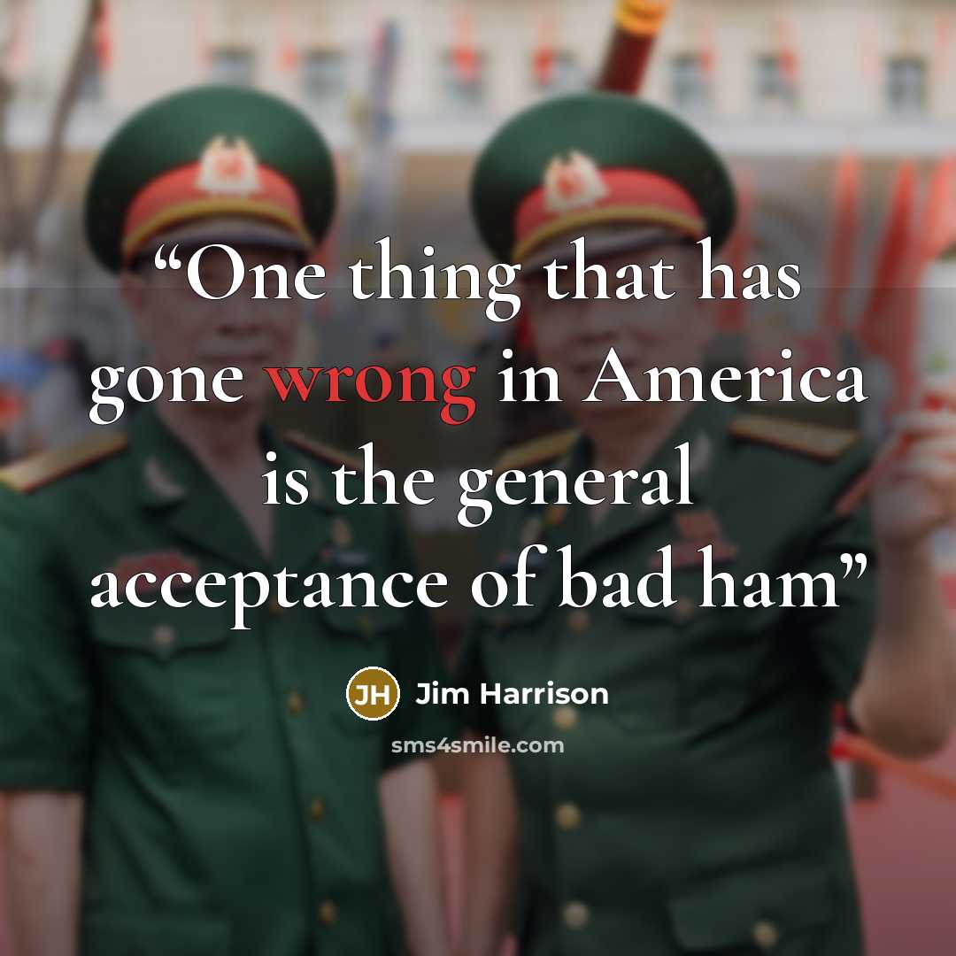 “One thing that has gone wrong in America is the general acceptance of bad ham” quote by Jim Harrison