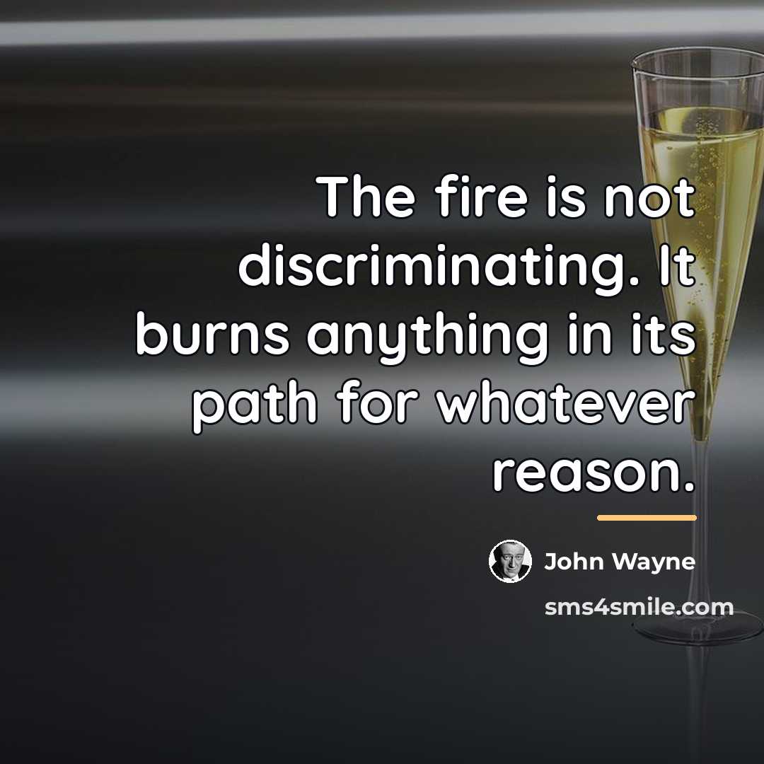 “The fire is not discriminating. It burns anything in its…” quote by John Wayne