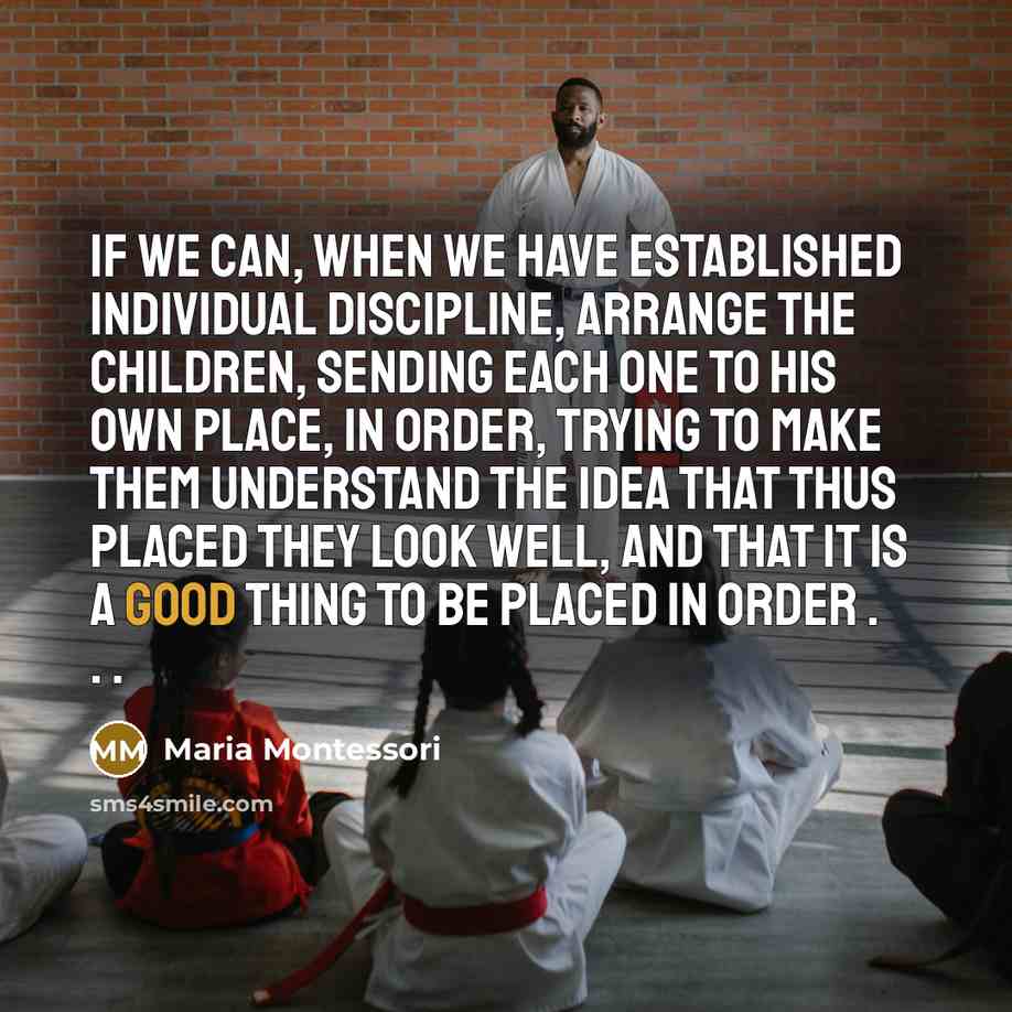 “If we can, when we have established individual discipline, arrange…” quote by Maria Montessori
