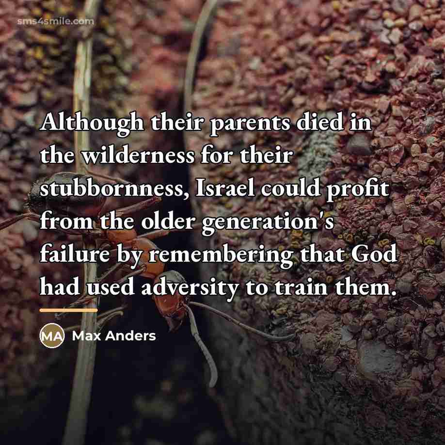 “Although their parents died in the wilderness for their stubbornness,…” quote by Max Anders