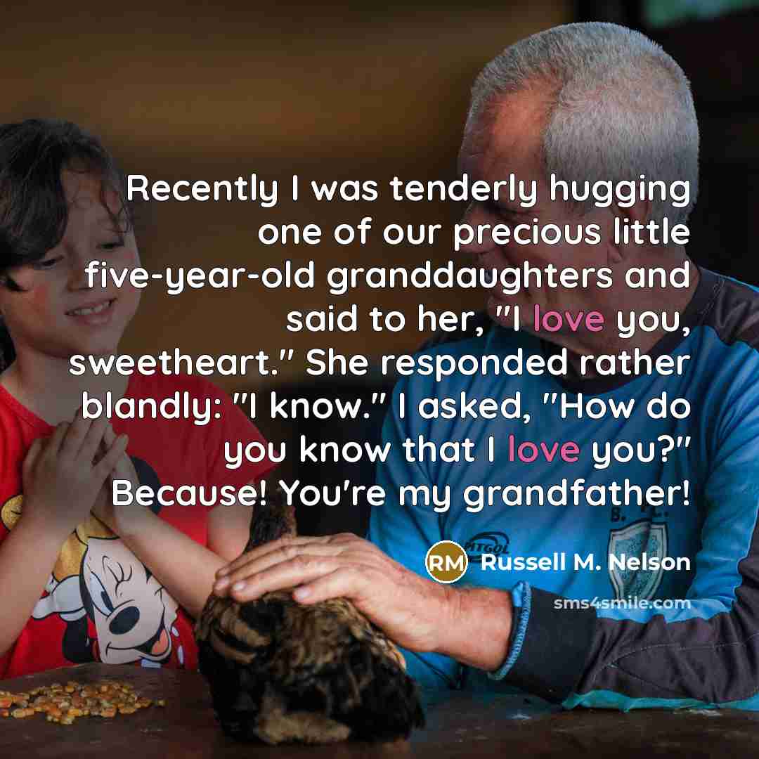 “Recently I was tenderly hugging one of our precious little…” quote by Russell M. Nelson