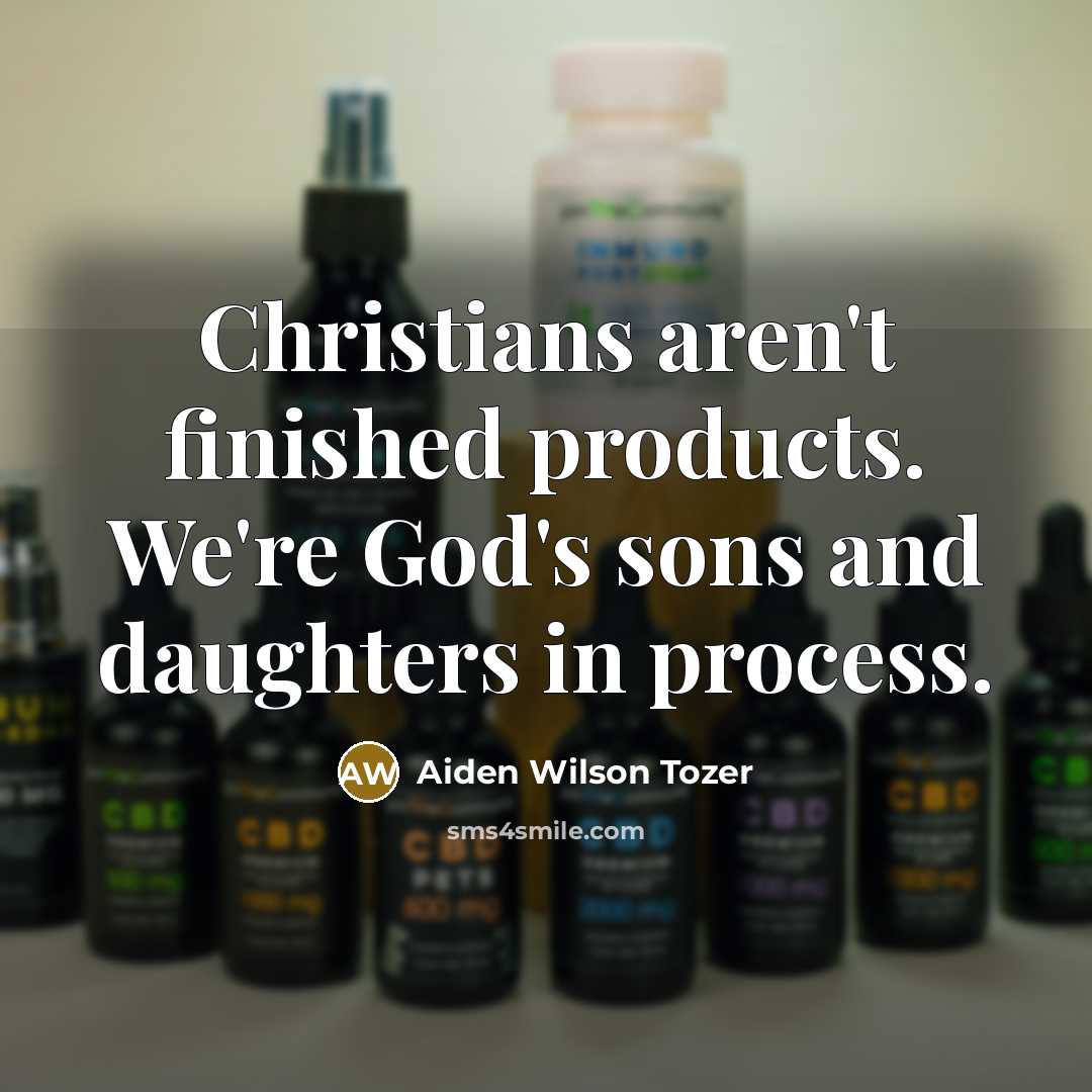 “Christians aren't finished products. We're God's sons and daughters in…” quote by Aiden Wilson Tozer