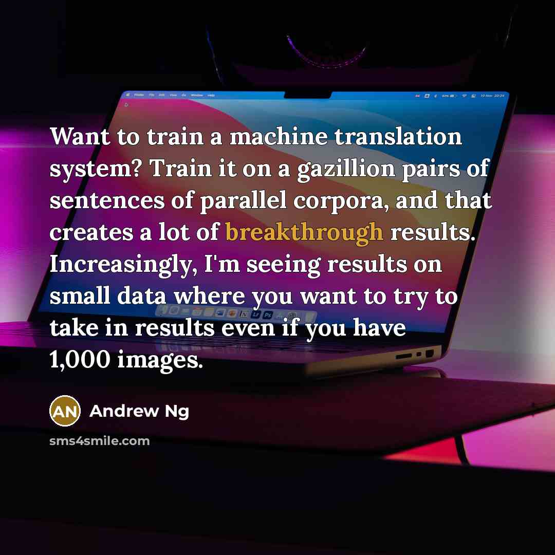 “Want to train a machine translation system? Train it on…” quote by Andrew Ng