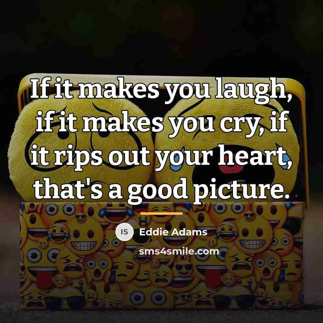 “If it makes you laugh, if it makes you cry,…” quote by Eddie Adams