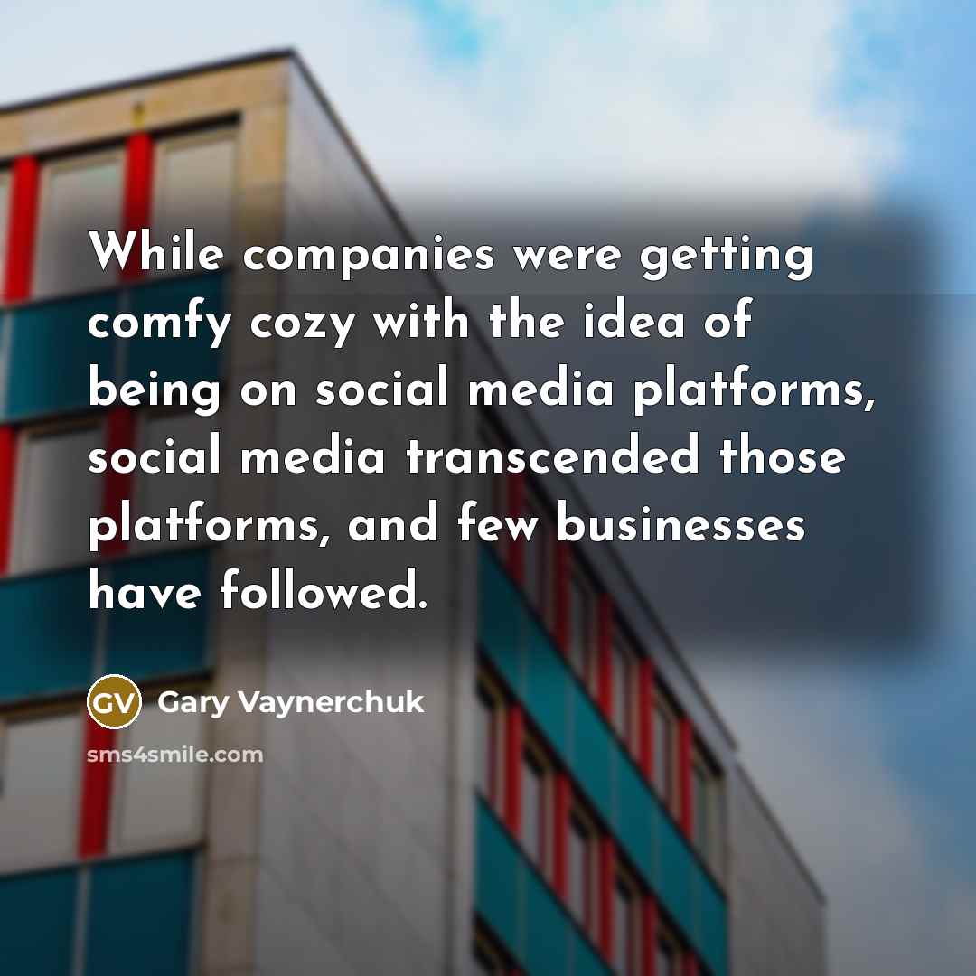 “While companies were getting comfy cozy with the idea of…” quote by Gary Vaynerchuk