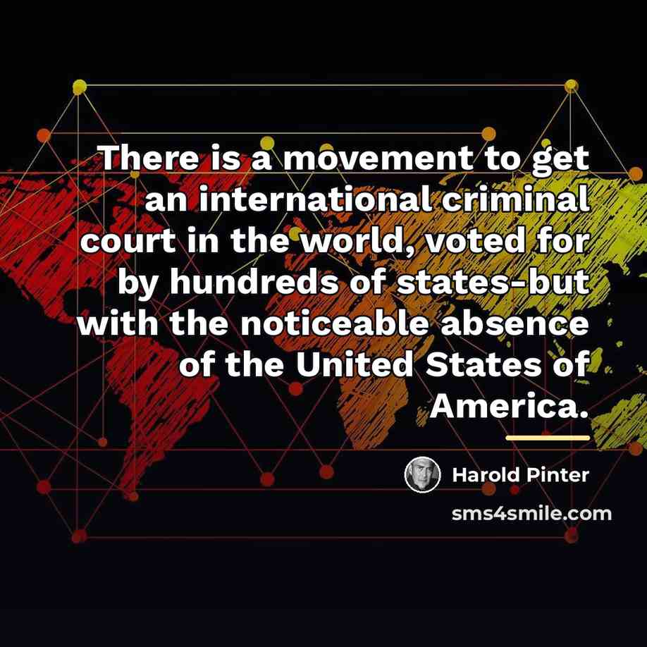 “There is a movement to get an international criminal court…” quote by Harold Pinter