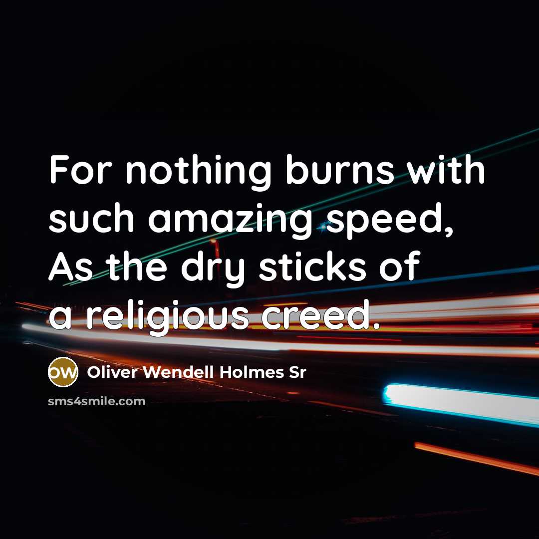 “For nothing burns with such amazing speed, As the dry…” quote by Oliver Wendell Holmes Sr