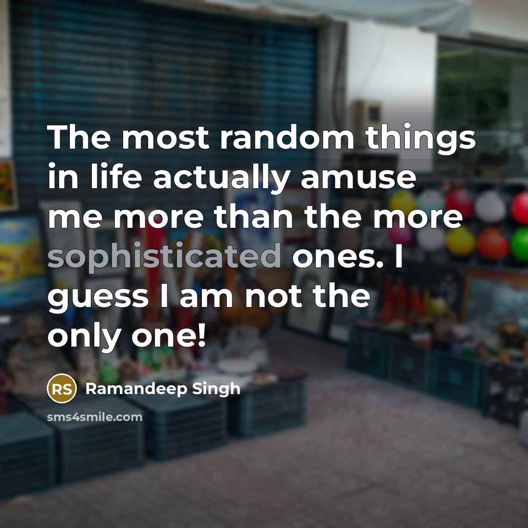 “The most random things in life actually amuse me more…” quote by Ramandeep Singh