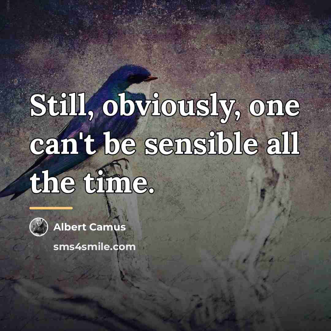 “Still, obviously, one can't be sensible all the time.…” quote by Albert Camus