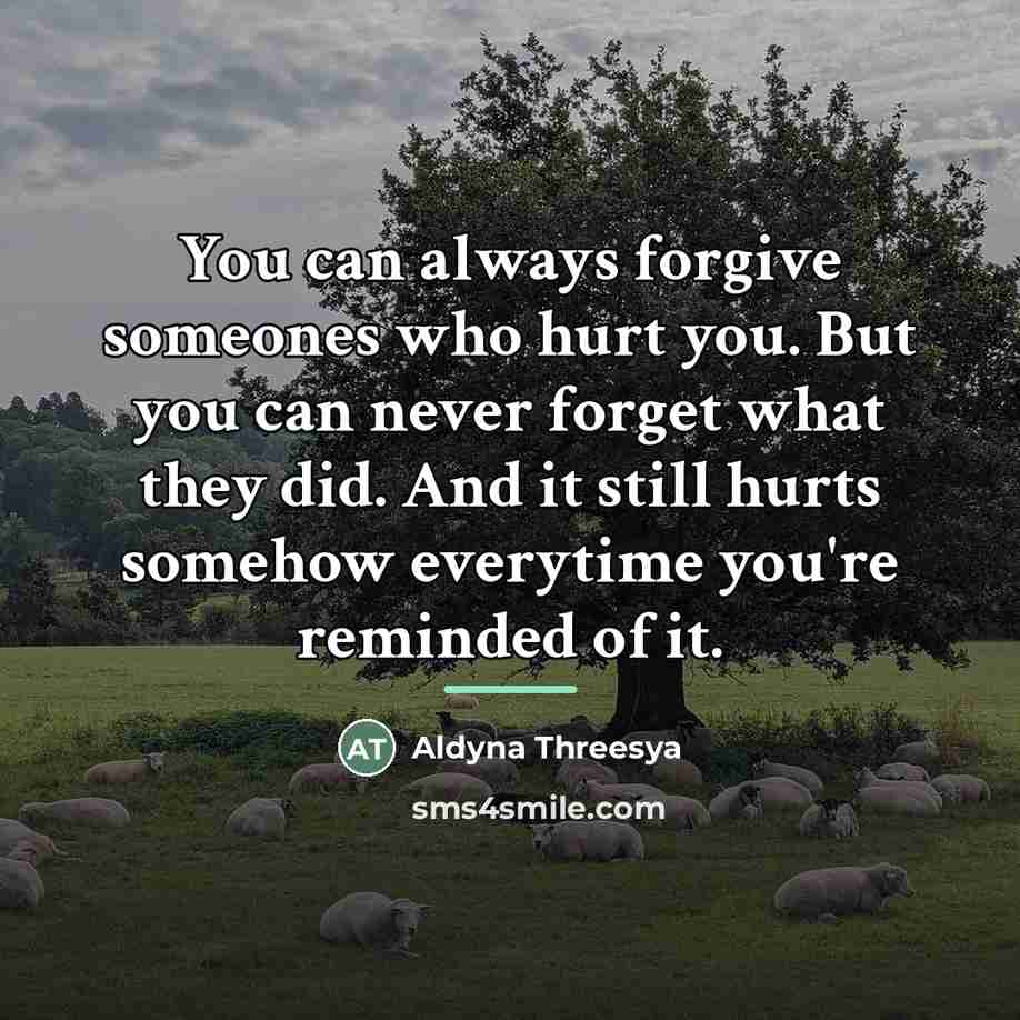 “You can always forgive someones who hurt you. But you…” quote by Aldyna Threesya
